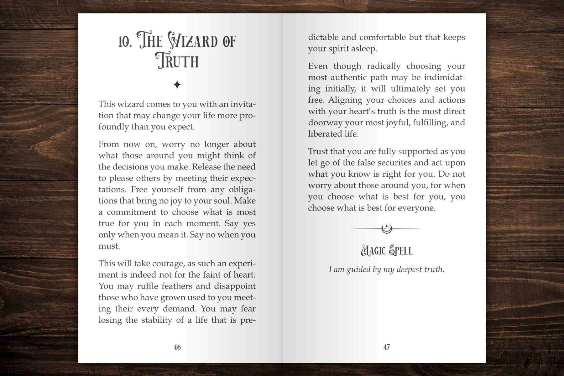 Oracle of the Magical Fairy Forest Guidebook Spread Sample (the Wizard of Truth)