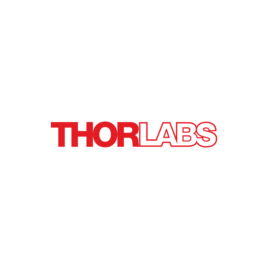 Logo with the words 'THOR LABS' in red text, with 'THOR' in bold and solid font, and 'LABS' in outline font.