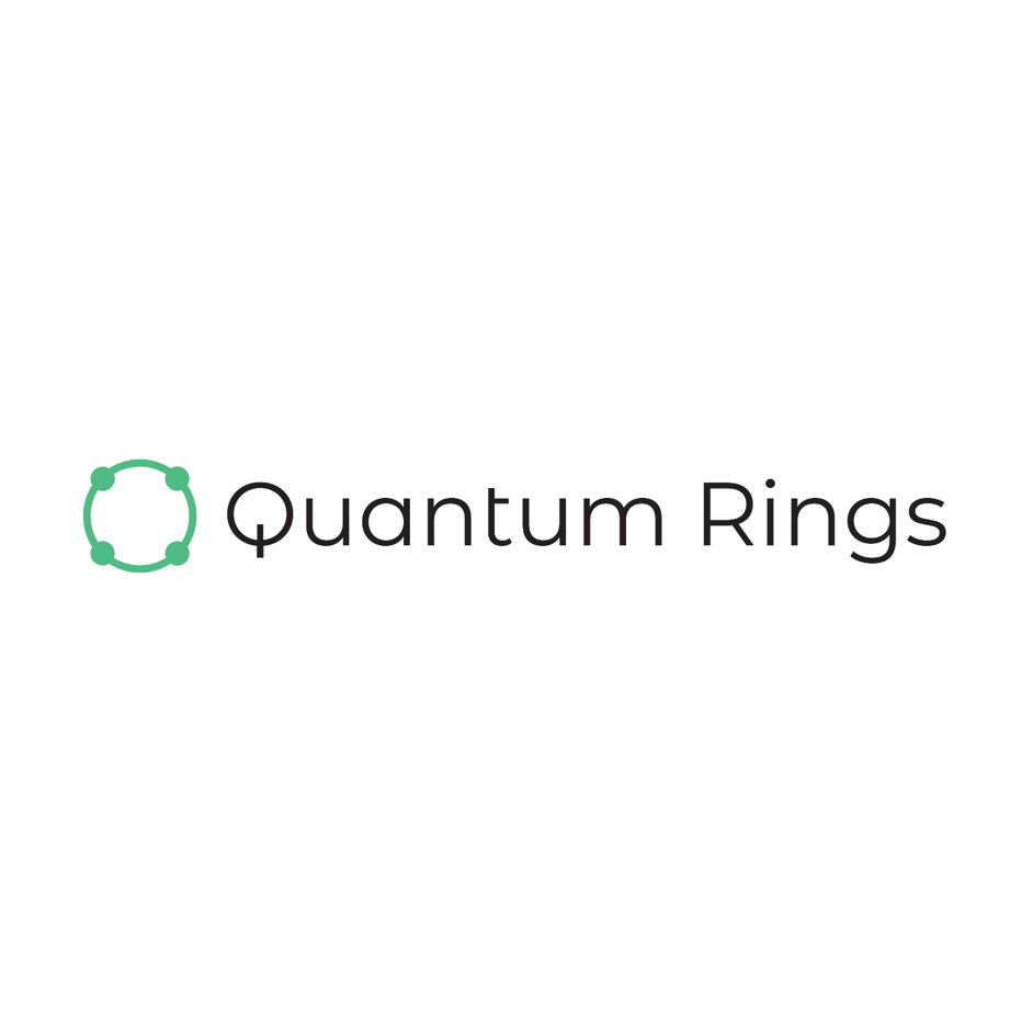 Logo for Quantum Rings featuring green ring icon with connected nodes and the text 'Quantum Rings' in black.
