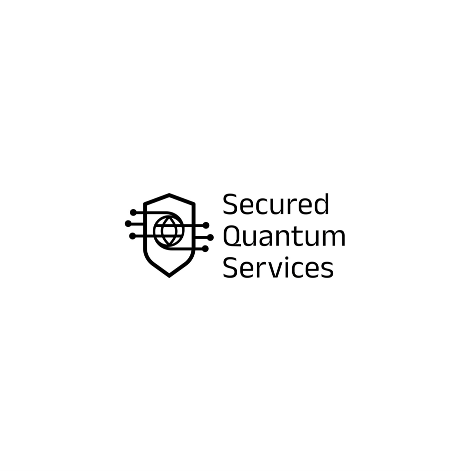 Logo featuring a shield with circuit lines and a globe, alongside the text 'Secured Quantum Services'.