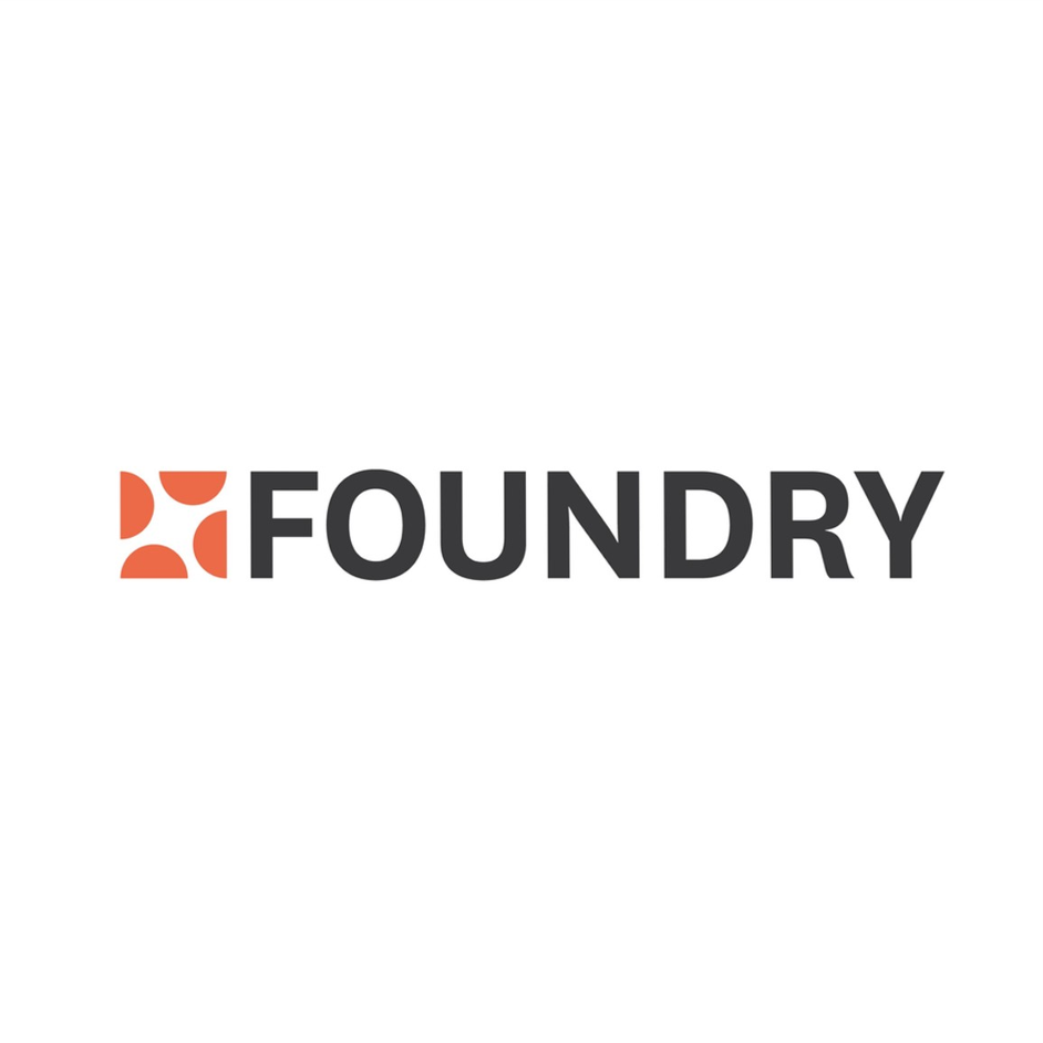 The logo for Foundry, featuring an orange geometric icon and the word "FOUNDRY" in black capital letters.