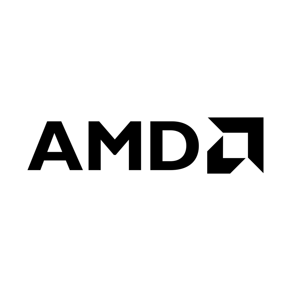 Black AMD logo on a white background.