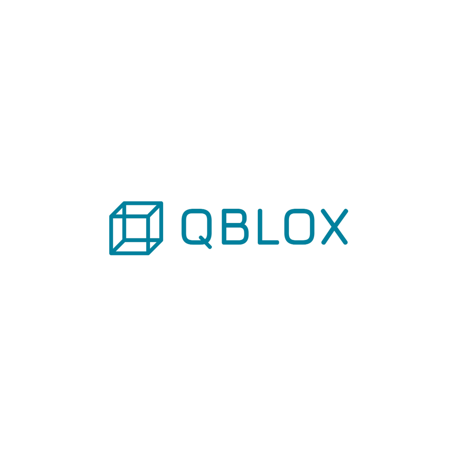 Q BLOX logo with a geometric cube icon on a white background.