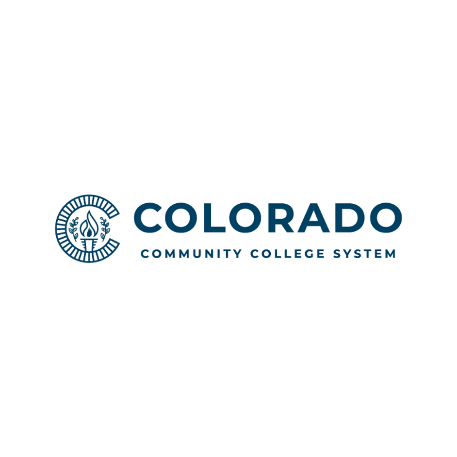 Logo of Colorado Community College System featuring a torch and laurel wreath.