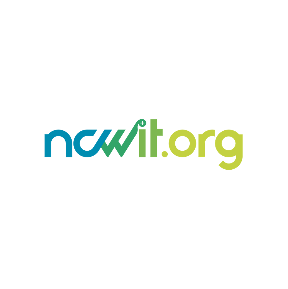 Logo for ncwit.org in blue, green, and light green text with a plus sign above the letter 'i' in 'ncwit'.