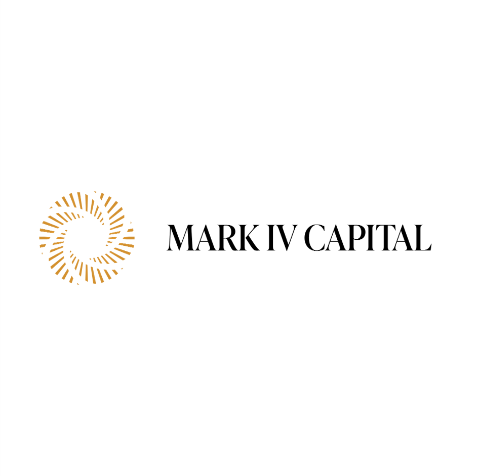 Logo with a gold spiral design and the text 'MARK IV CAPITAL' in black