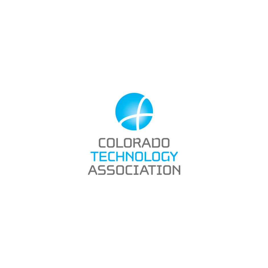 Logo of the Colorado Technology Association with a blue globe and stylized white lines, with the organization's name in gray and blue text.