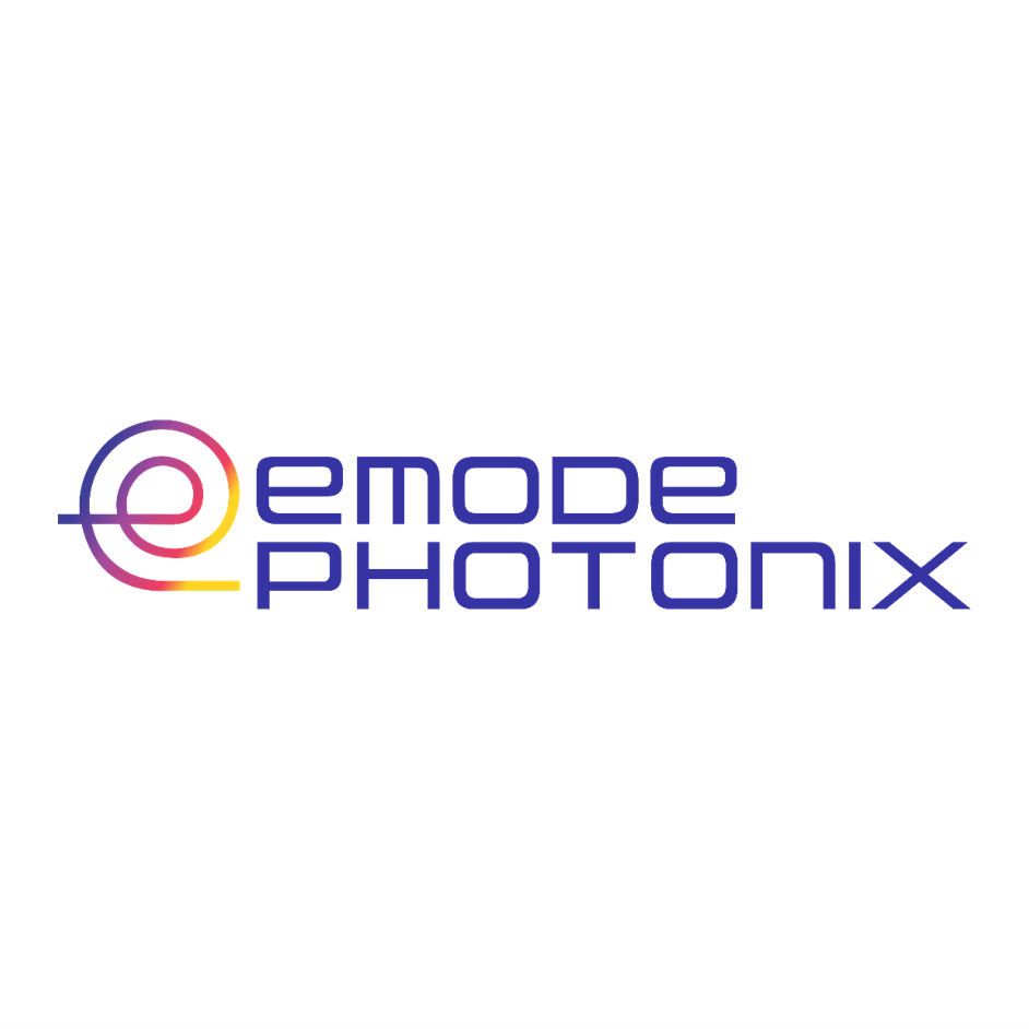 The Emode Photonik logo with a stylized multicolor letter 'e' next to the company name in blue text on a white background.
