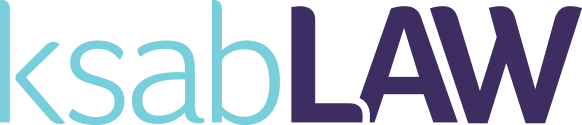 Logo with the word 'ksabLAW' in light blue and dark purple text.