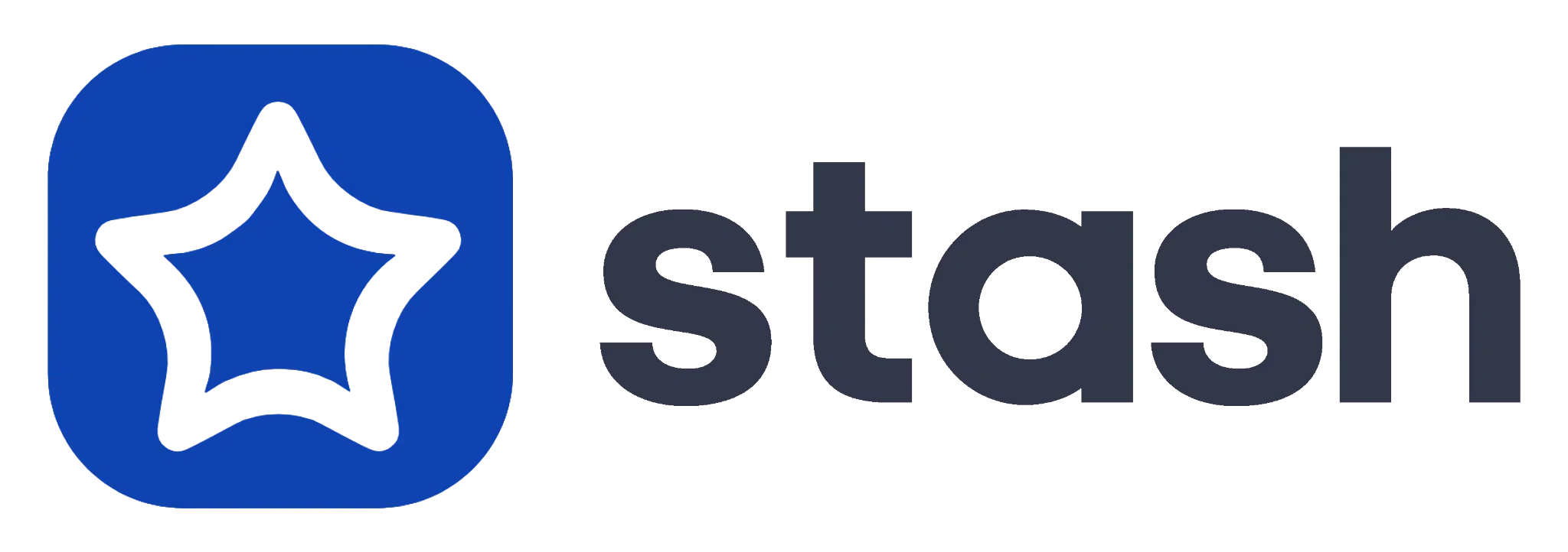 Stash logo consisting of a blue circle with a black star inside, followed by the word 'stash' in black lowercase letters.
