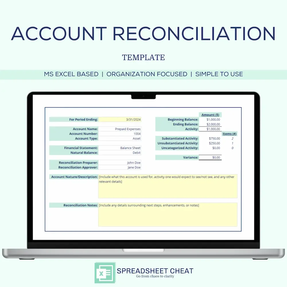 Account Reconciliation Template - Microsoft Excel