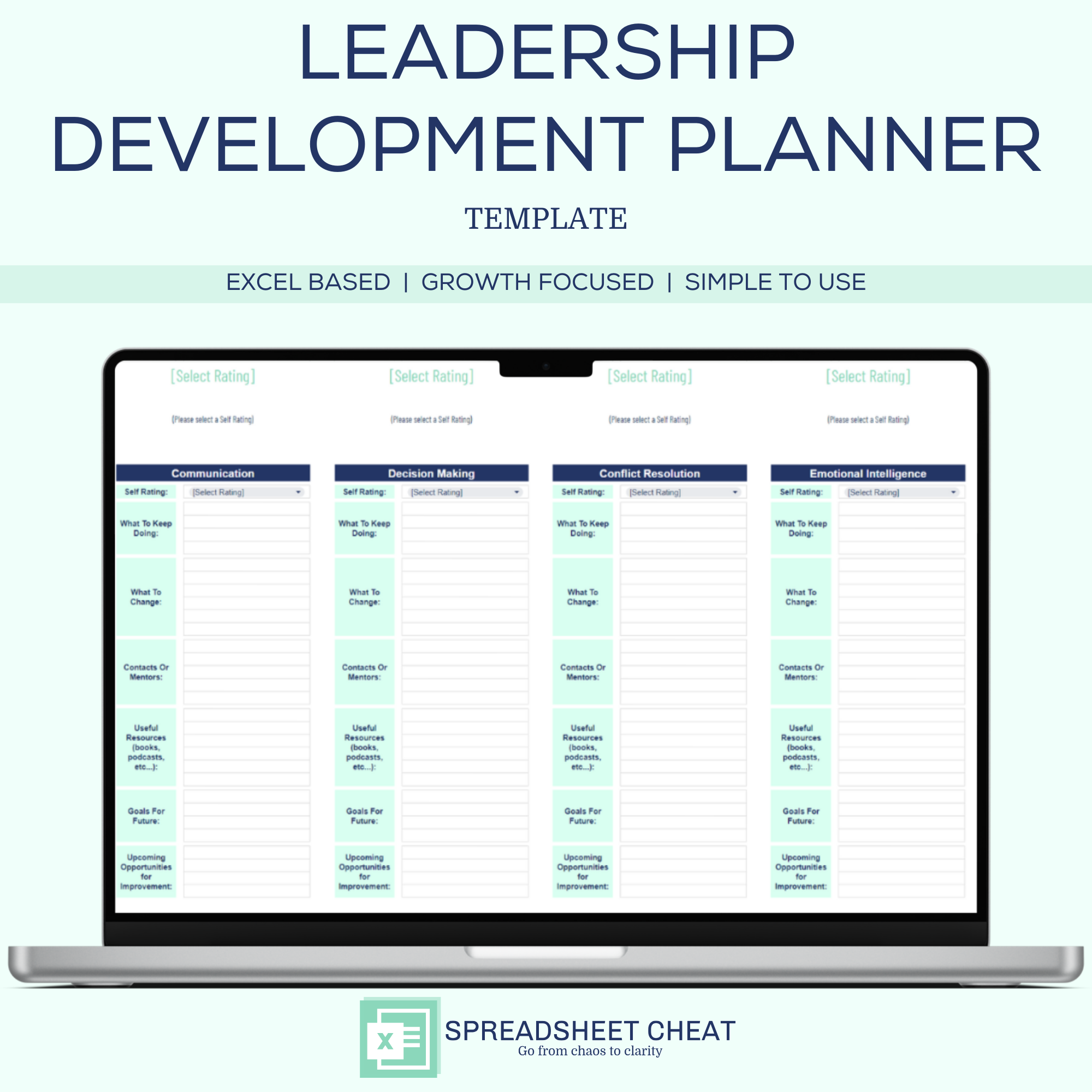 Leadership Development Planner Template - Microsoft Excel (Digital Download)