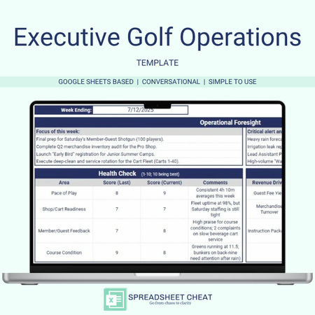 Executive Golf Operations Template - Google Sheets
