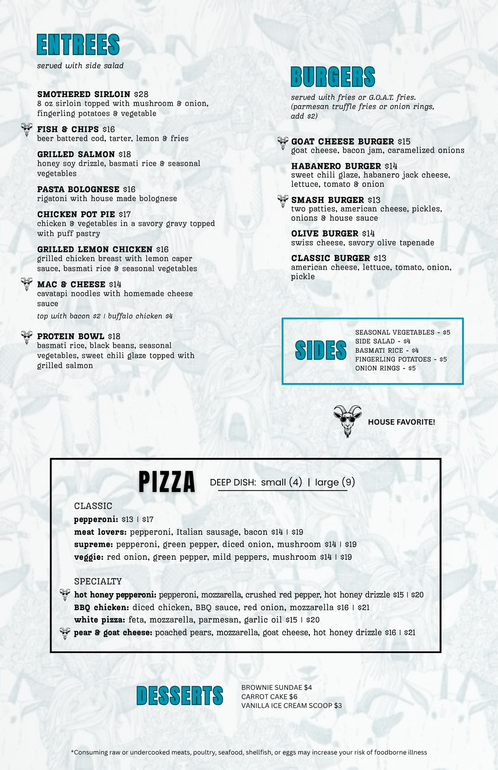 MENU — THE BEARDED GOAT TAVERN