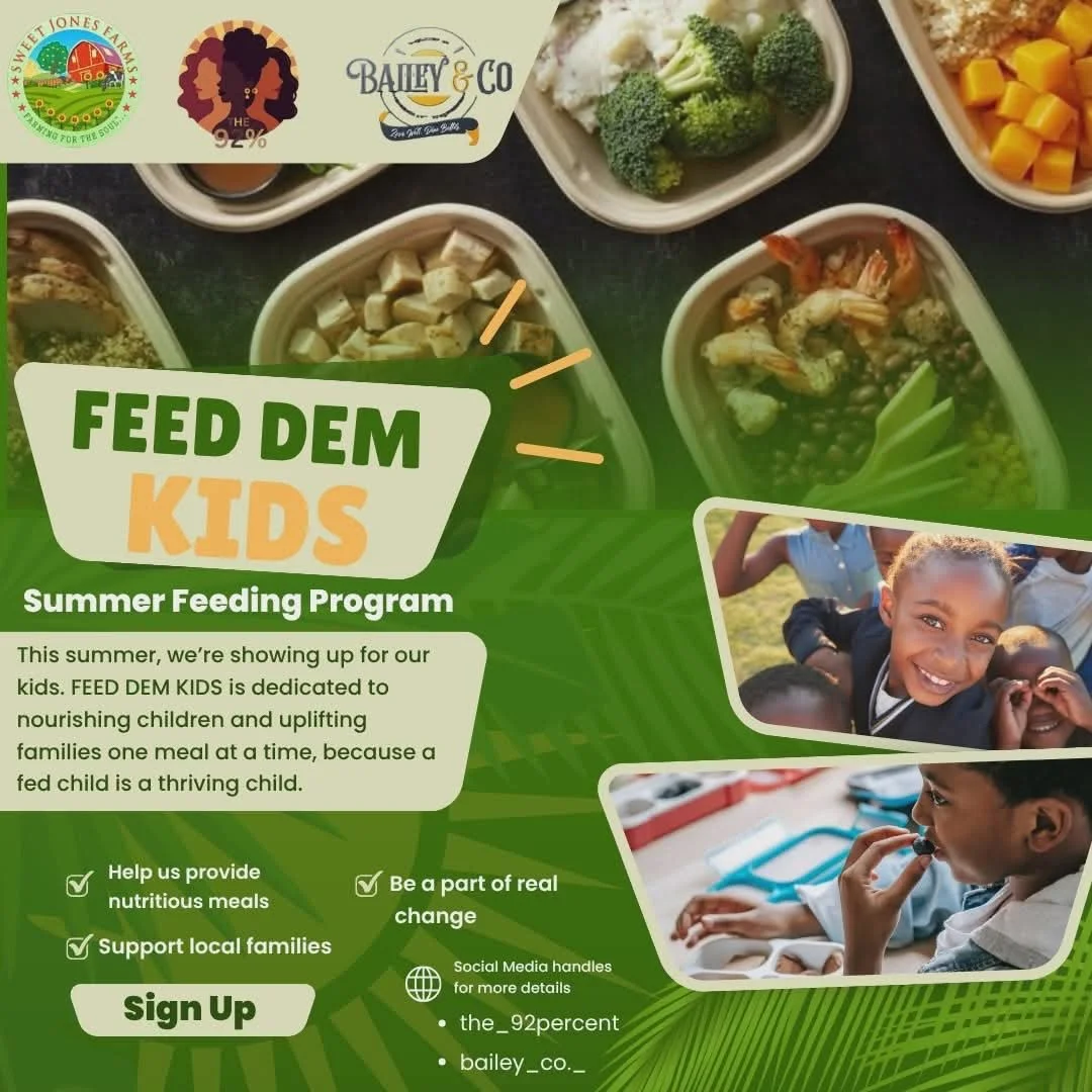 The &ldquo;F&rdquo; in F Dem Kids now stands for FEED. 🤎 This summer, @the92_percent 92Bayou is partnering with @bailey_co._ and @sweetjonesfarms to Feed Dem Kids.
For 6 weeks, our team will provide take &amp; bake meals, fresh produce, snacks and l