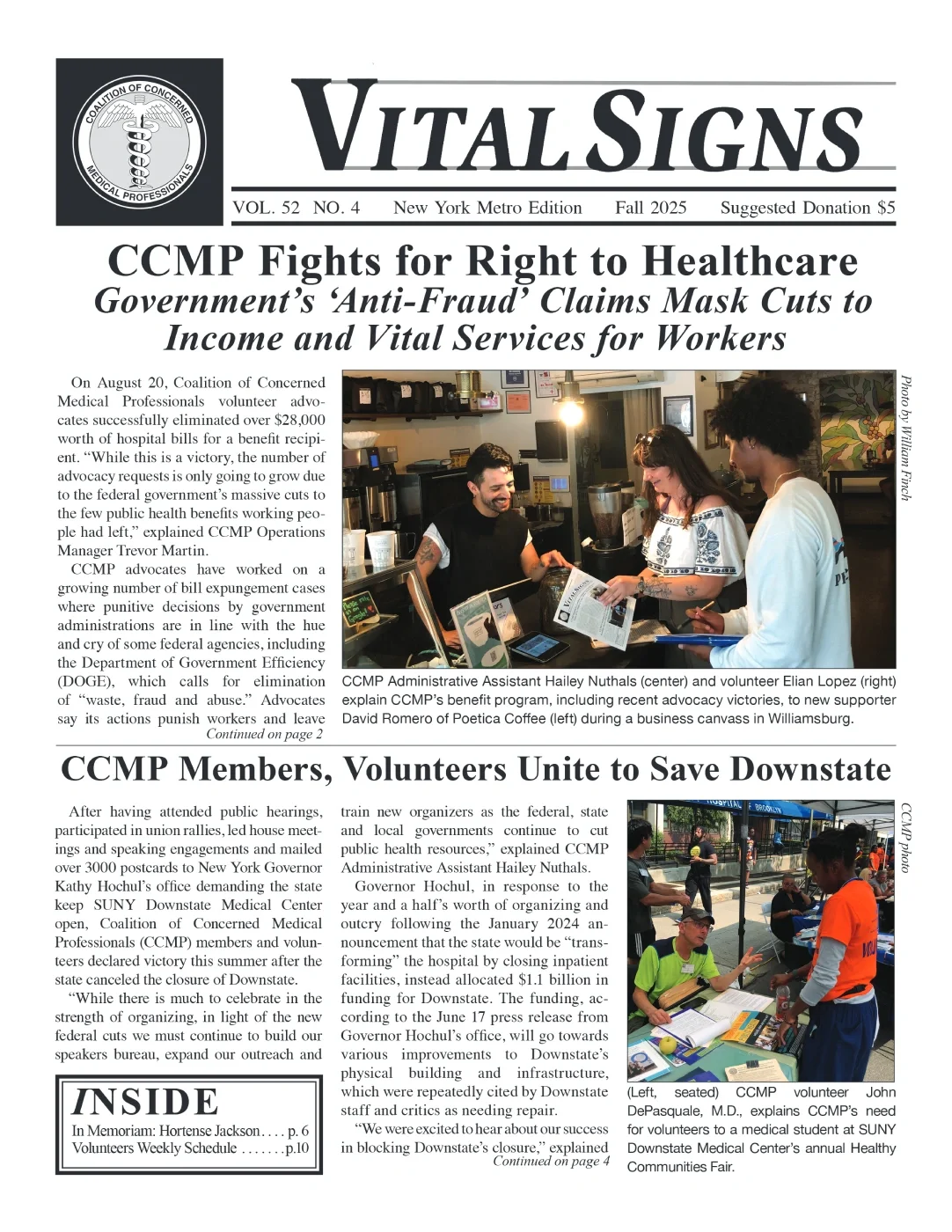 CCMP's newsletter Vital Signs, Fall 2025 edition.