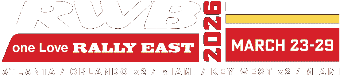 RWB one Love Rally East 2026, March 23–29, traveling from Atlanta to Orlando, Miami, and Key West.