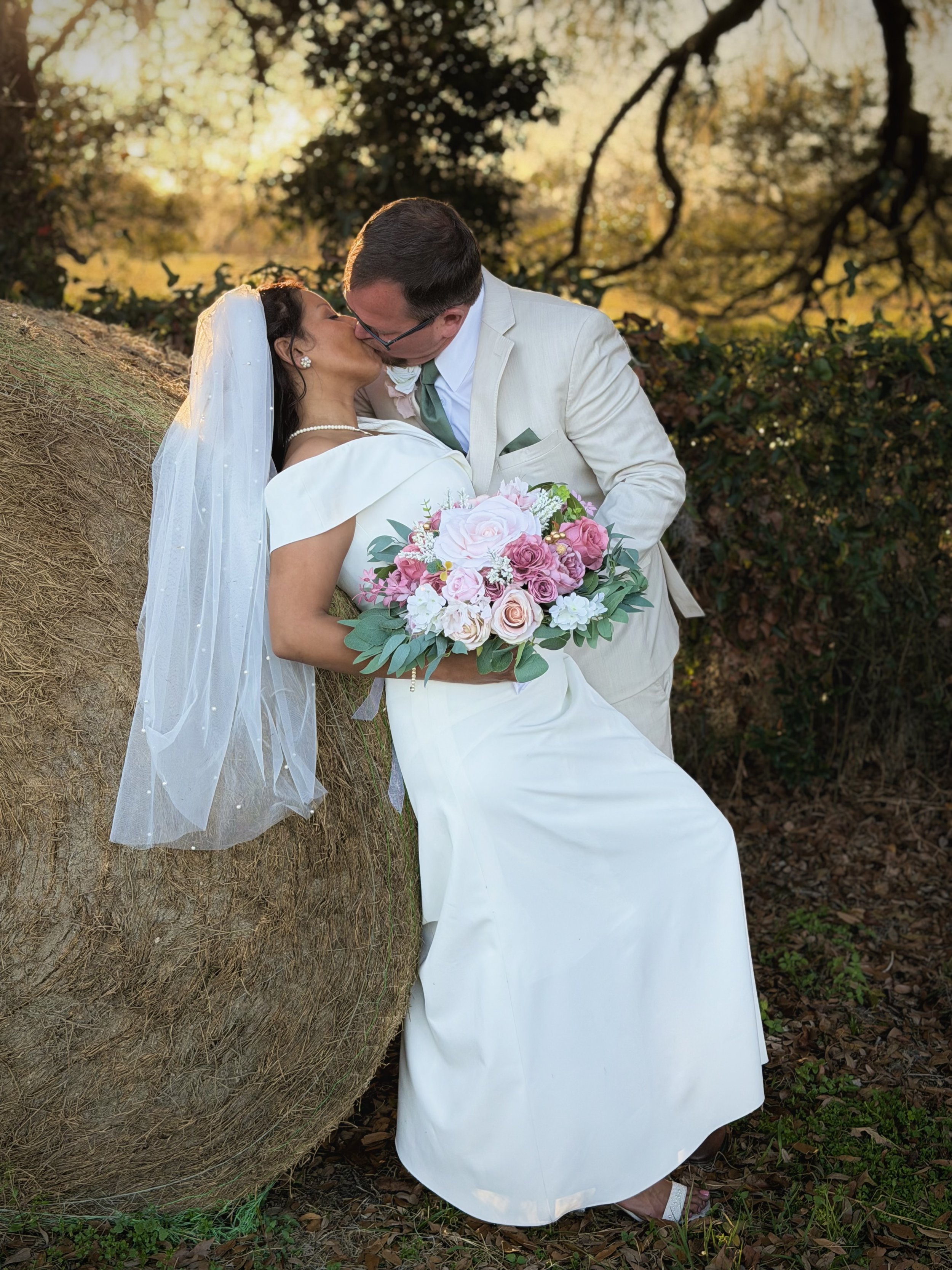 kissing at sunset 