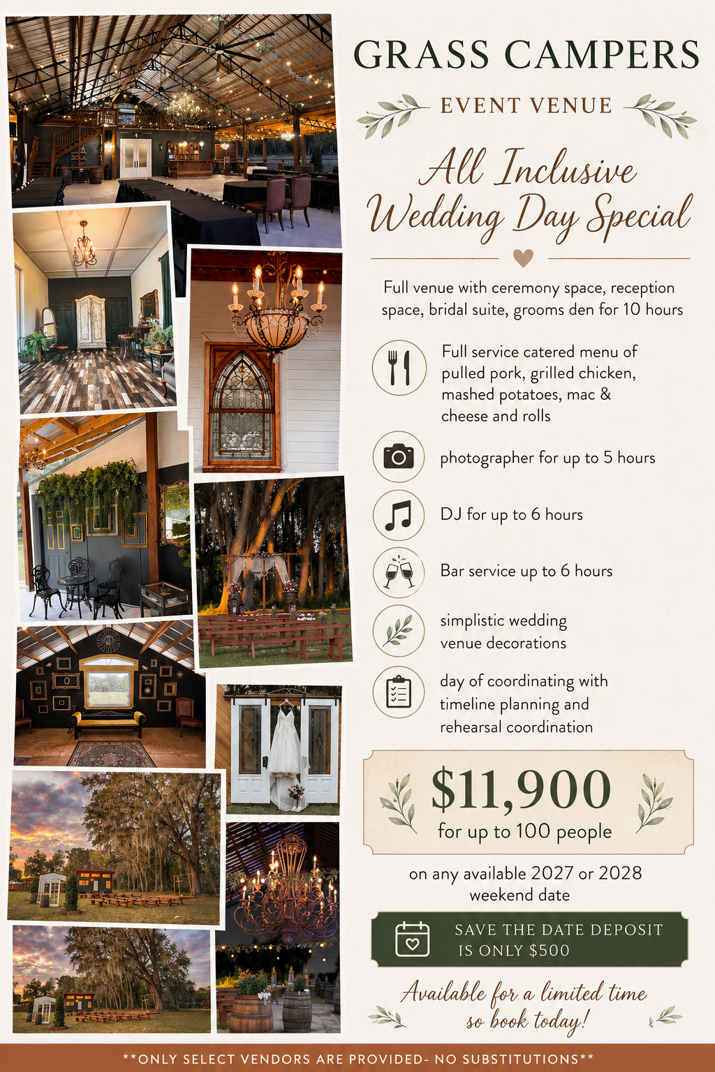 All Inclusive Wedding Day Special Packages Are Available