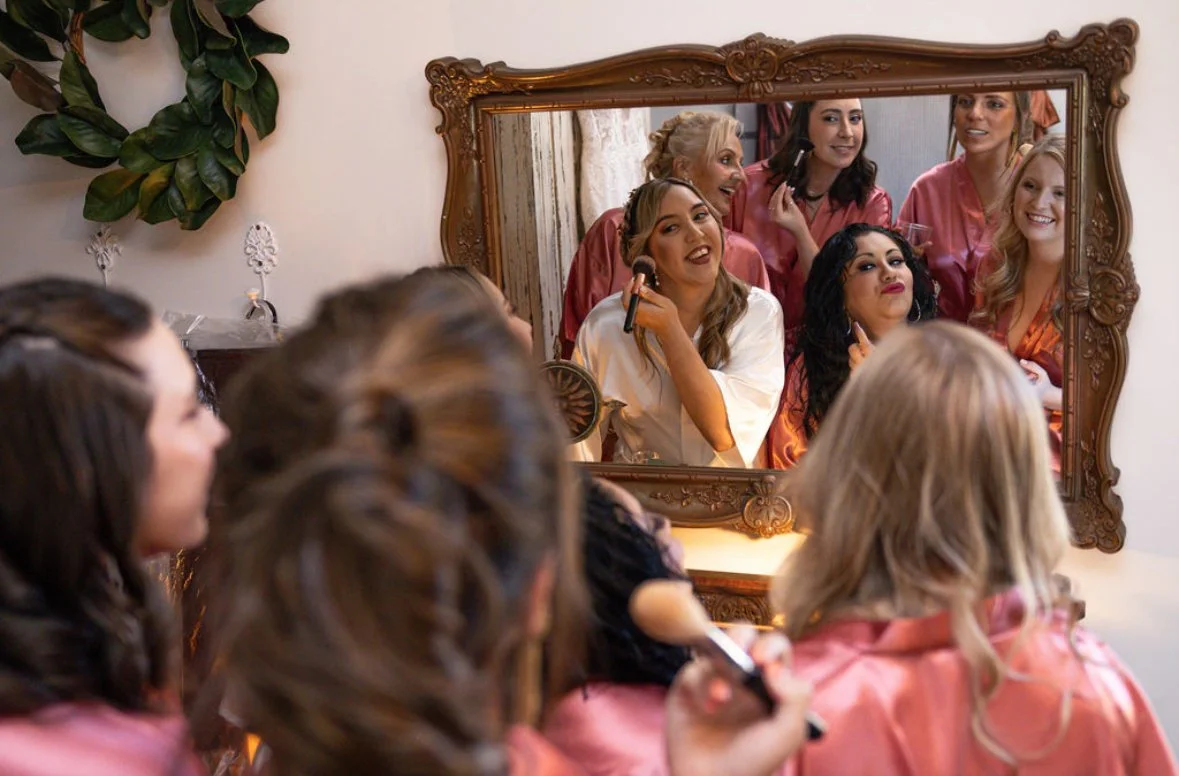 getting ready in the mirror