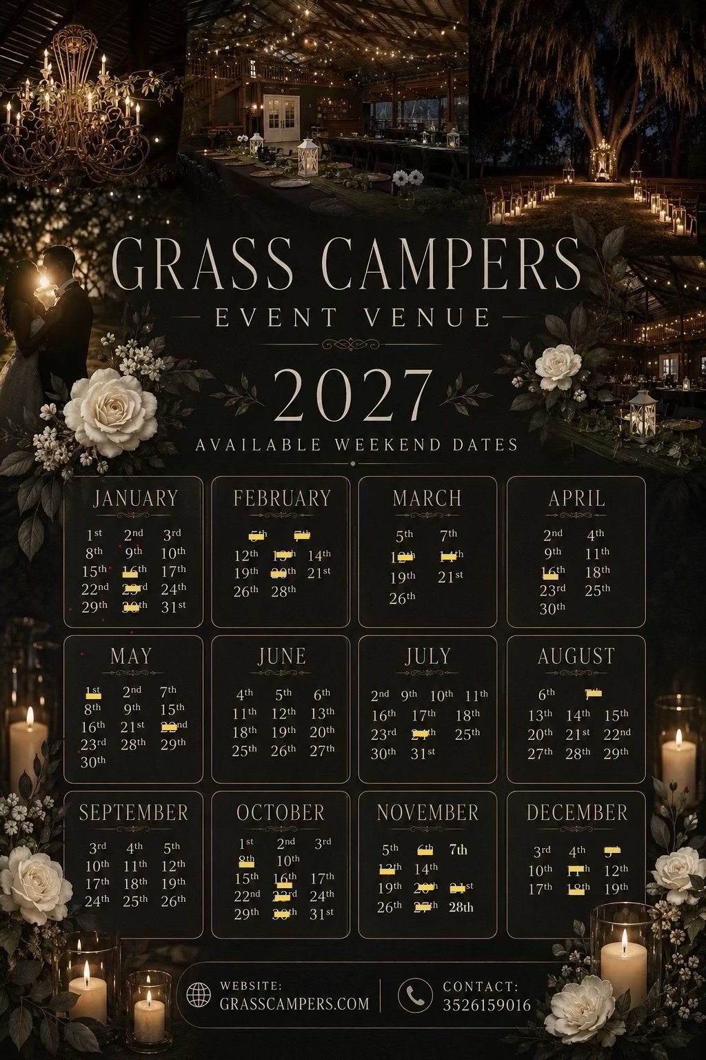 2027 weekend dates are available