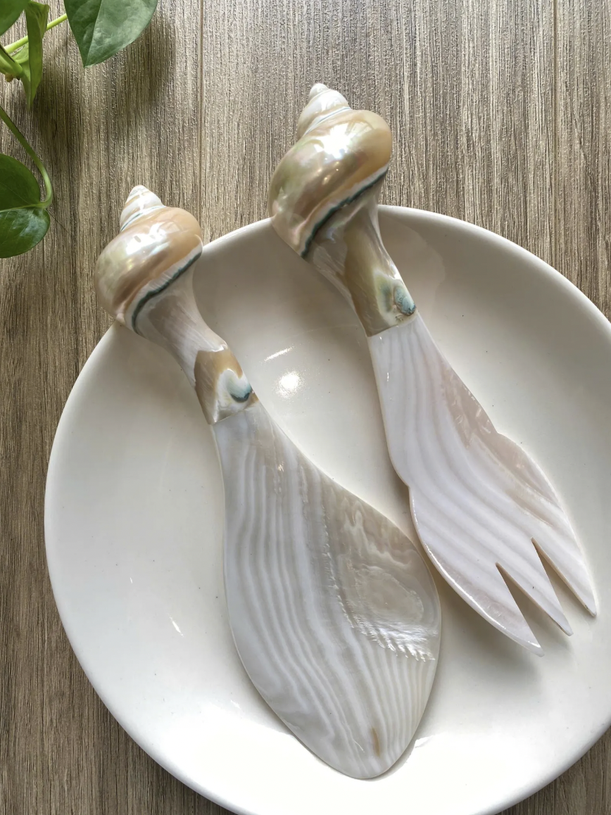 Conch Shell Salad Serving Set from Etsy