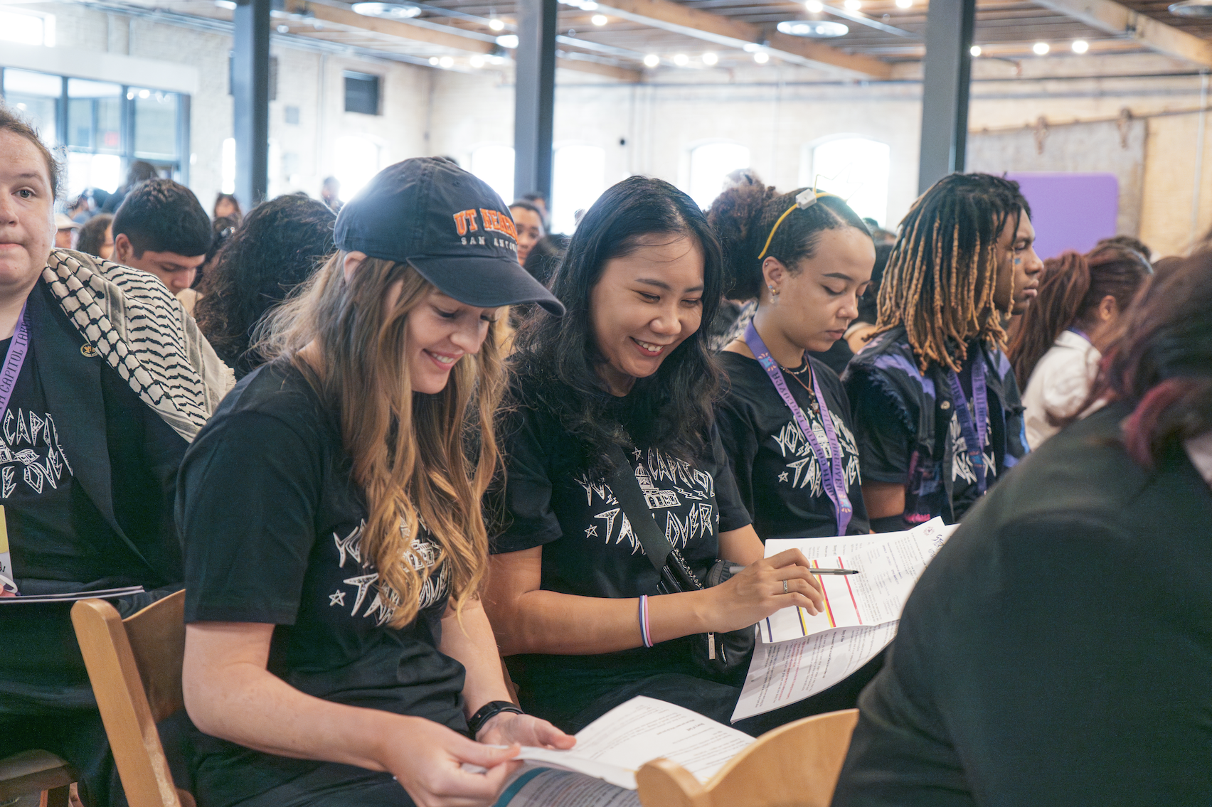 Students converse during the Youth Capitol Takeover 2025