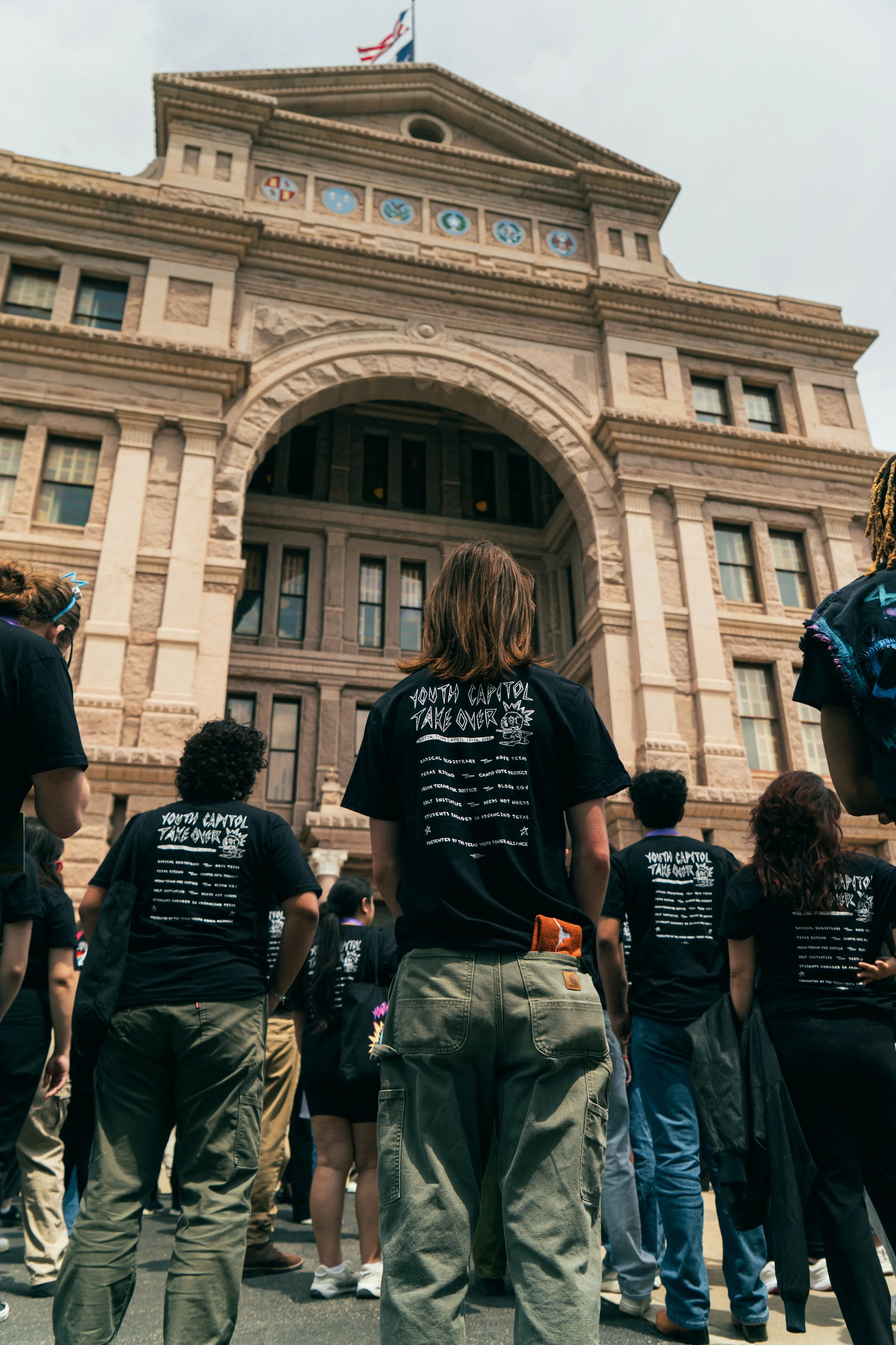 Students in front of the Texas Capitol during the Youth Capitol Takeover 2025