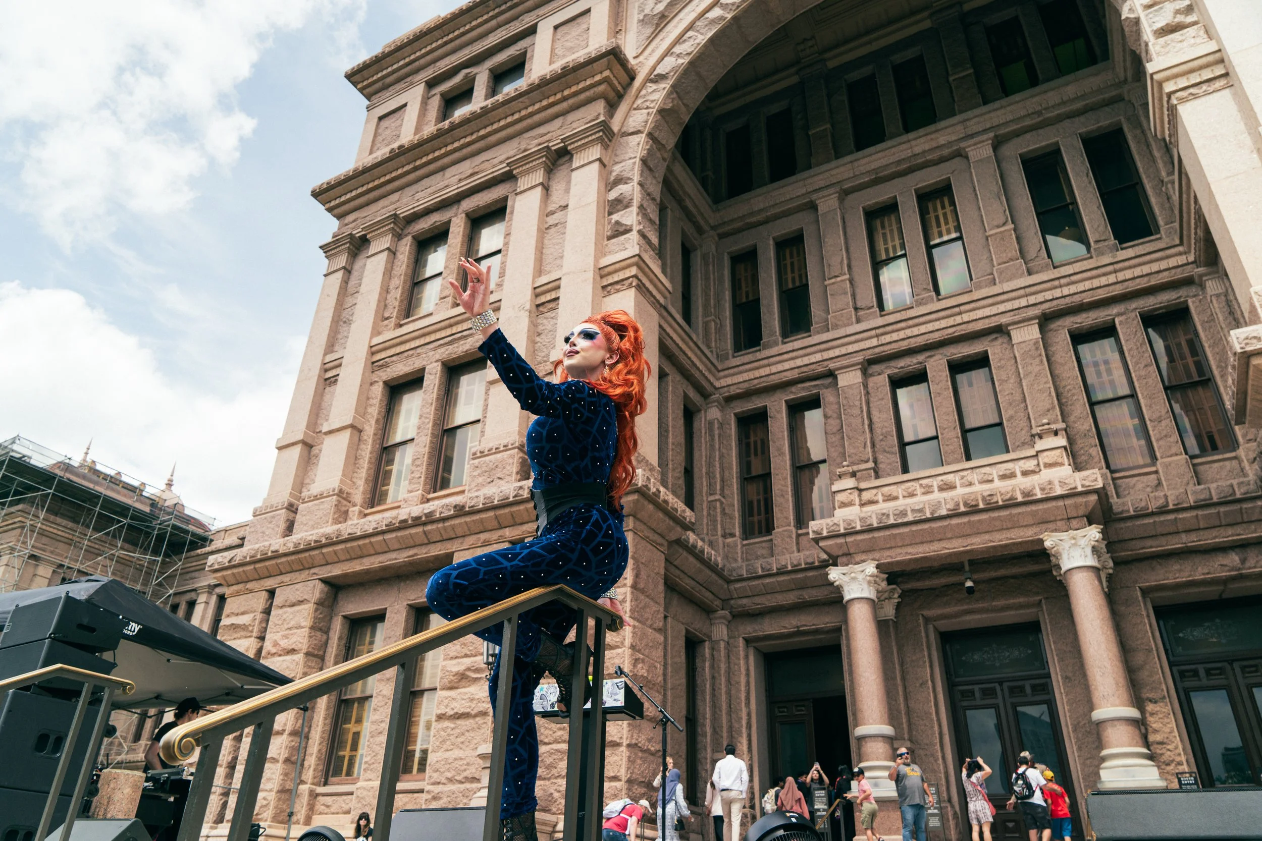 Drag artist performs in front of the Texas Capitol
