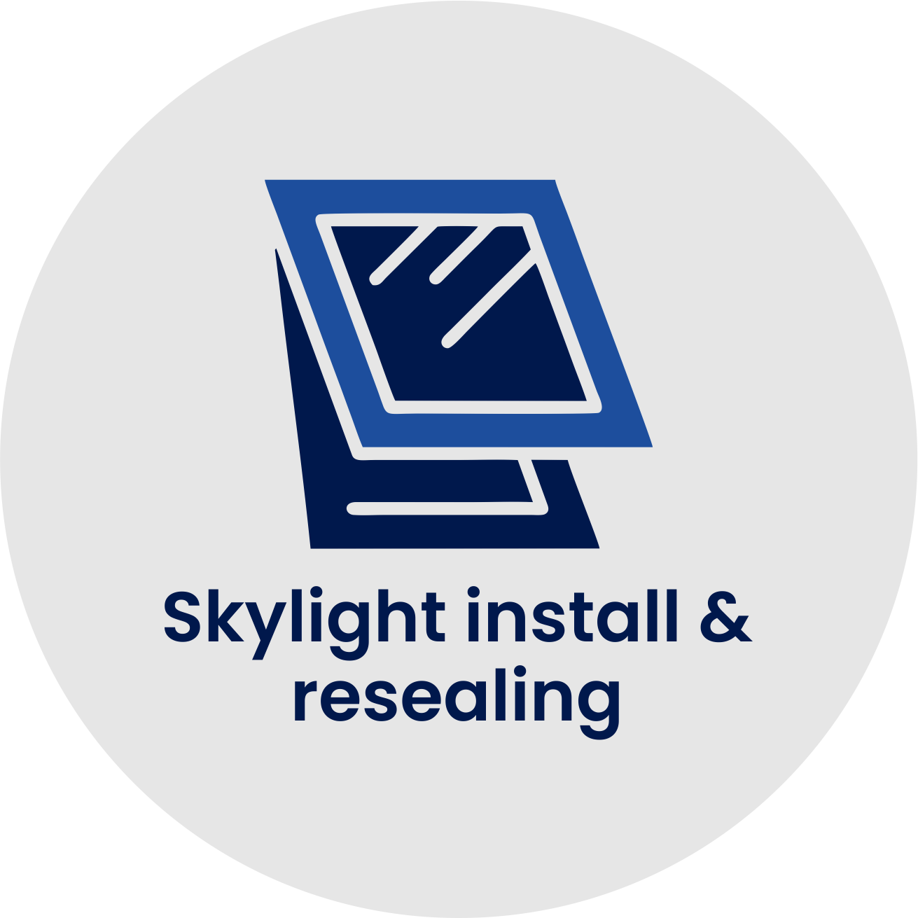 A logo with an illustration of a skylight window and the text 'Skylight install & resaling' below it.