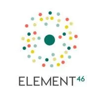 Logo for ELEMENT 46 featuring colorful dots arranged in a circular pattern around a central green dot, with the text 'ELEMENT 46' below.