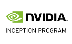 NVIDIA logo with green eye symbol, black text reading 'NVIDIA', and smaller text 'INCEPTION PROGRAM' underneath.
