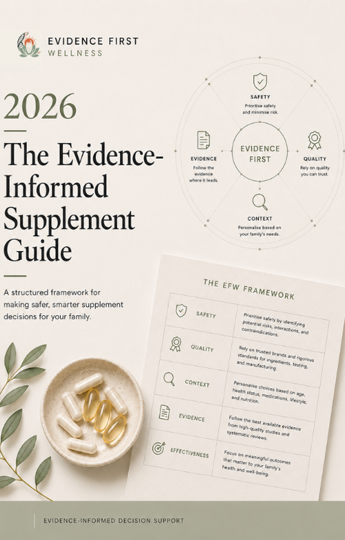 The Evidence-Informed Family Supplement Guide — Evidence First Wellness