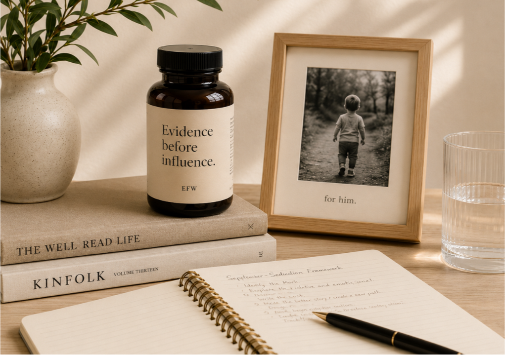 An editorial workspace scene with reference books and a structured evaluation framework