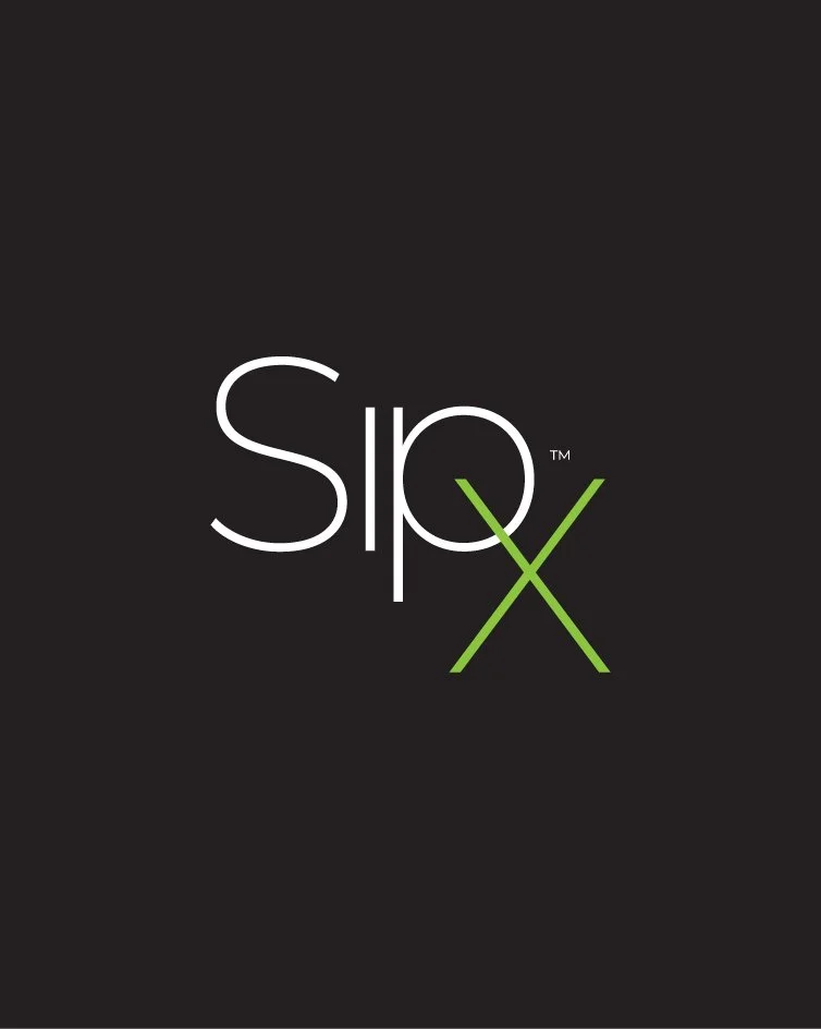 Black background with the word 'sipx' in white and green letters, with the 'x' stylized in green.