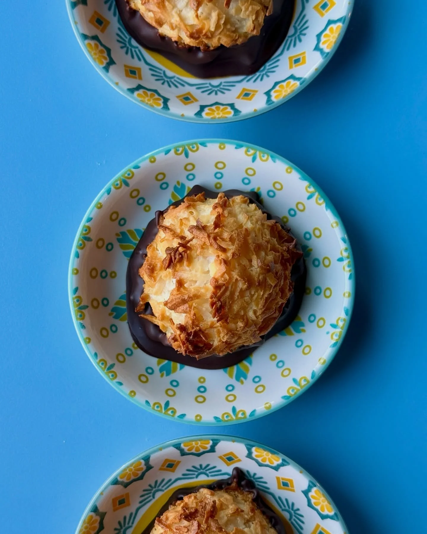 ✨COCONUT MACAROONS✨ are back and making their brief annual appearance! This year we&rsquo;re dipping them in chocolate and you can find them in our pastry case today &amp; tomorrow for Passover!