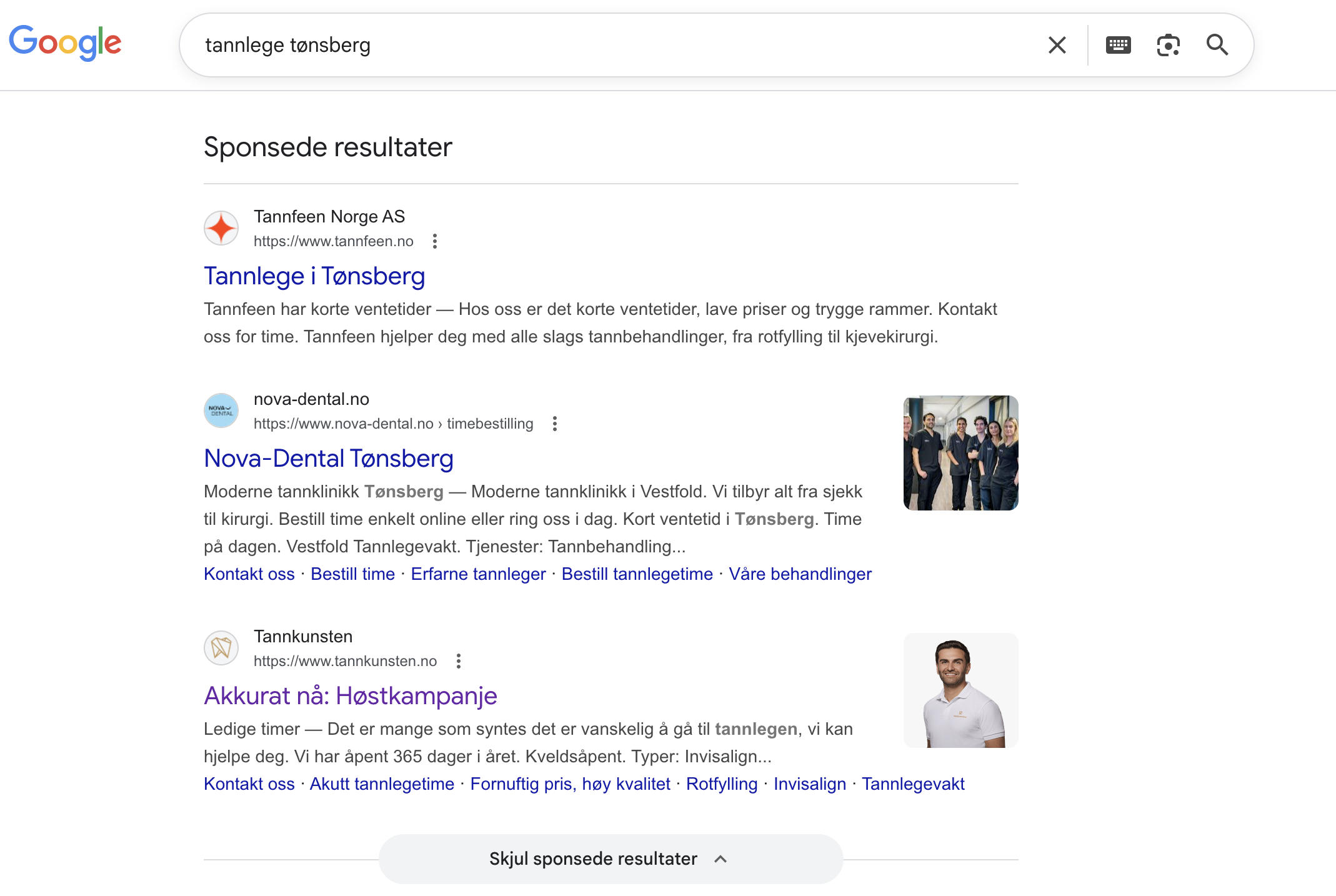 Nova-Dental google annonsering av Northfolk