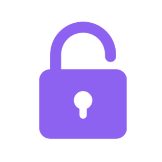 Purple lock icon with open shackle