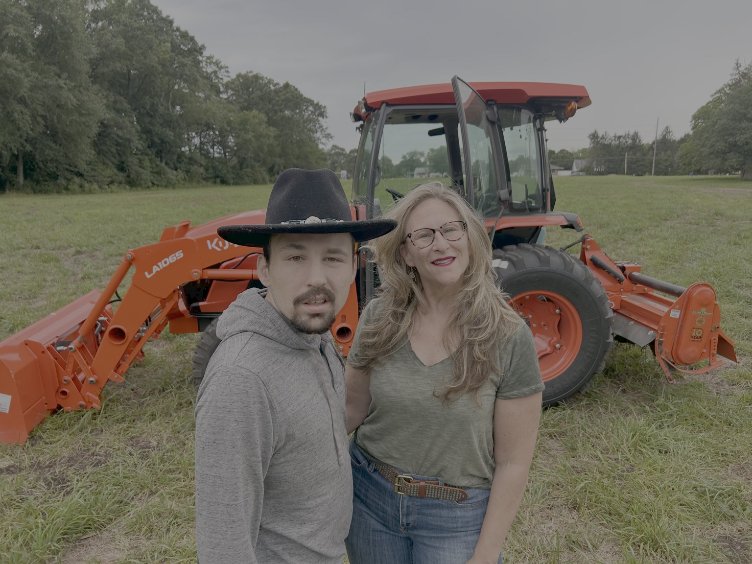 Nick and Andi- Nick was showing us how to drive the tractor
