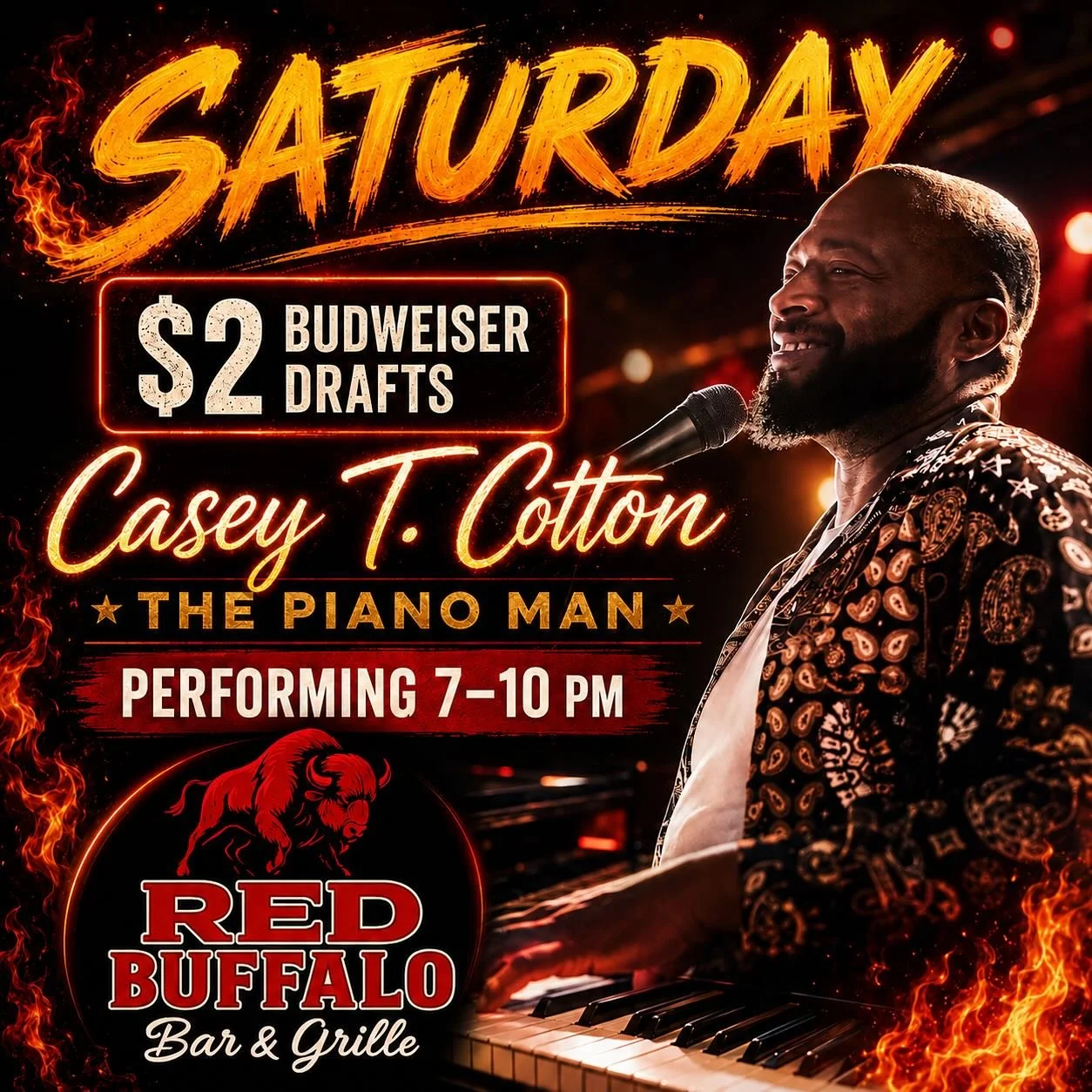 We open at Noon Today! Stop in for@lunch or dinner and then at 7pm enjoy the Piano Man‼️