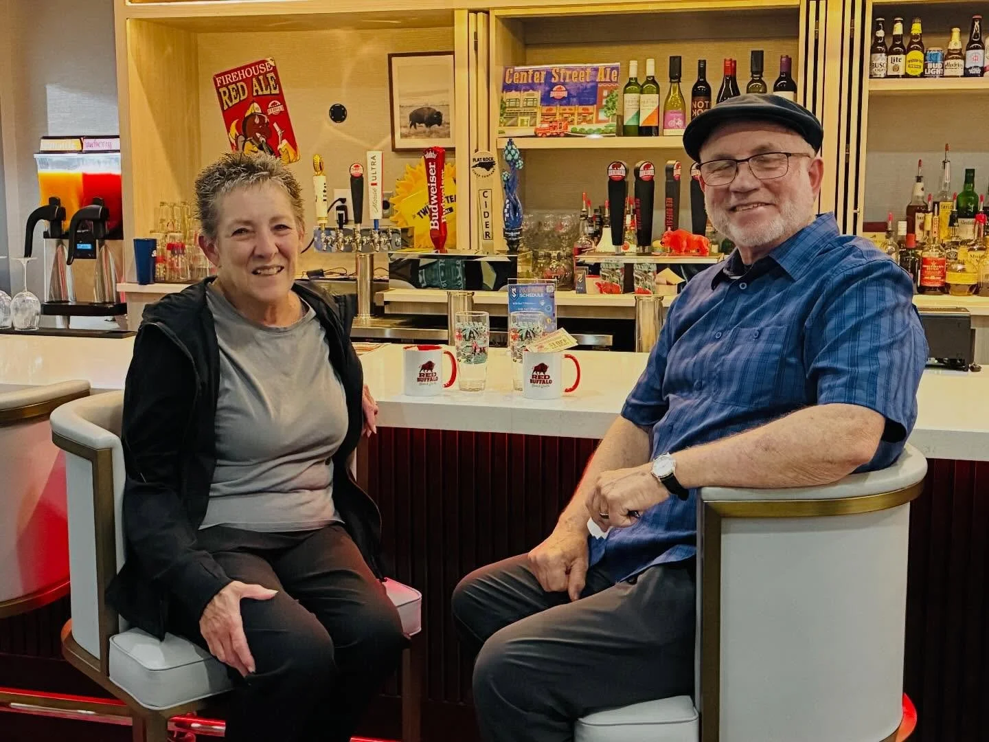 First Trivia in the books here at Red Buffalo Bar &amp; Grill! Thank you  for coming out and playing with us tonight. Congratulations to these two who came ready to play and dominated every single round! 

They took home:
🍺 Our 2026 Red Buffalo, Nor