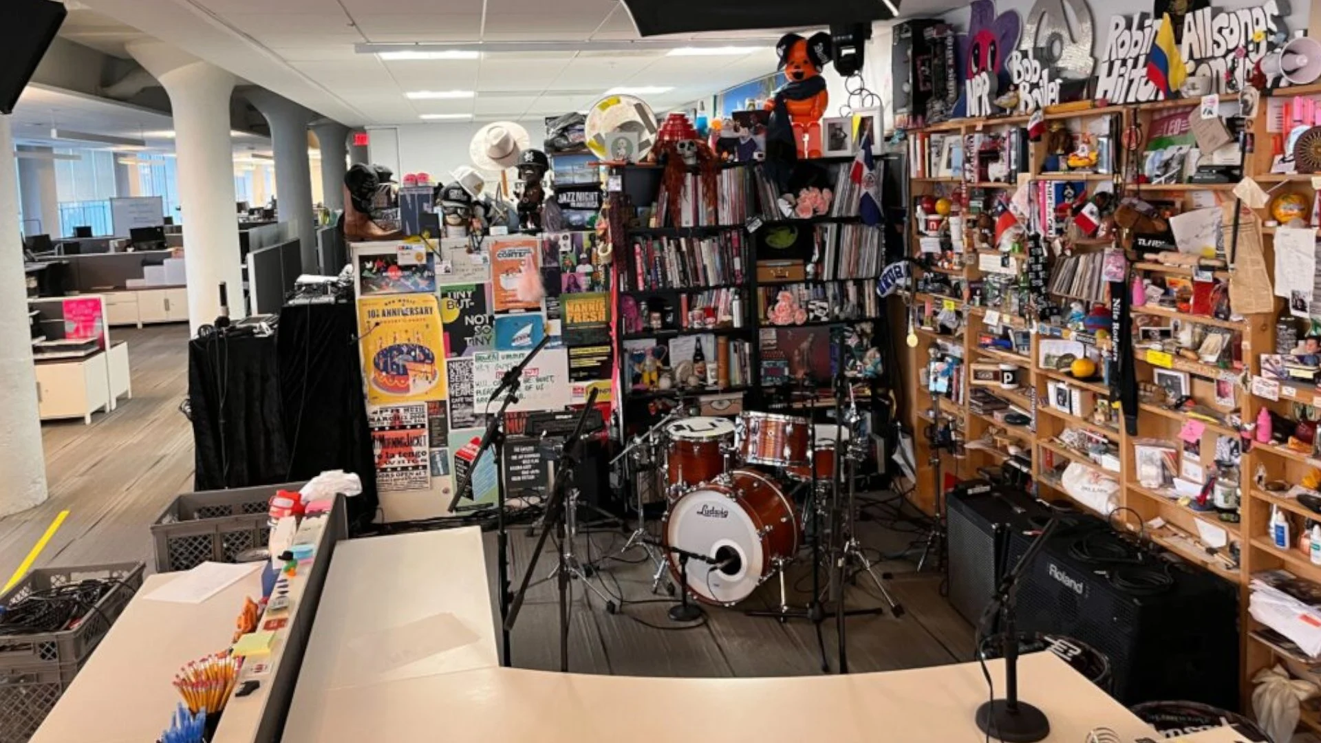 Ed Sheeran crying behind the NPR Tiny Desk.