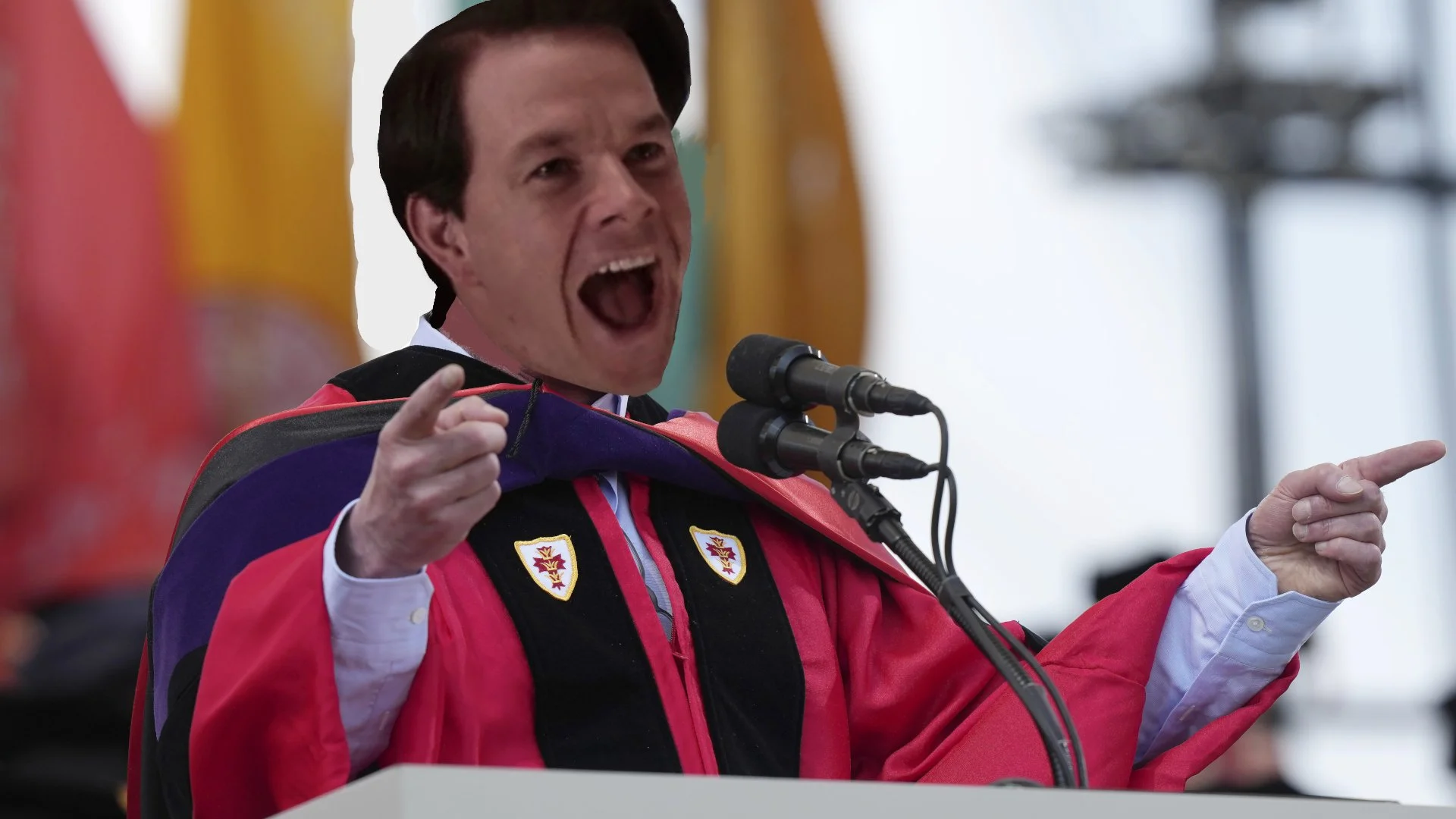 Mark Wahlberg at Boston University commencement.
