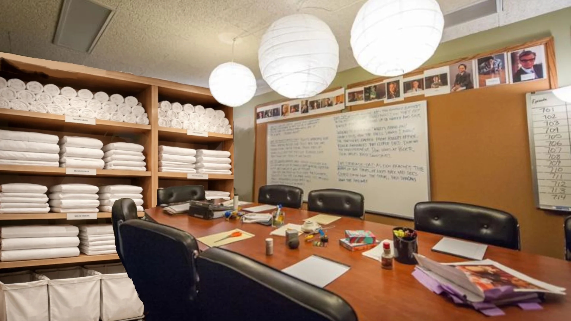 Writers' room transformed into Linen Closet.
