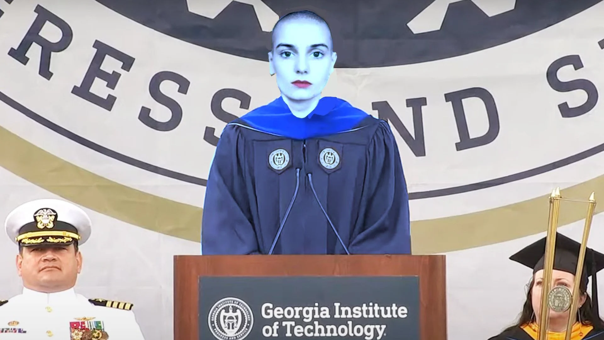 Ghost of Sinéad O'Connor at Georgia Tech commencement.