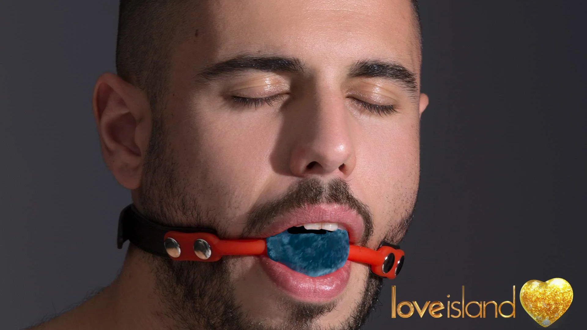 Love Island contestant gagged with a lav mic.