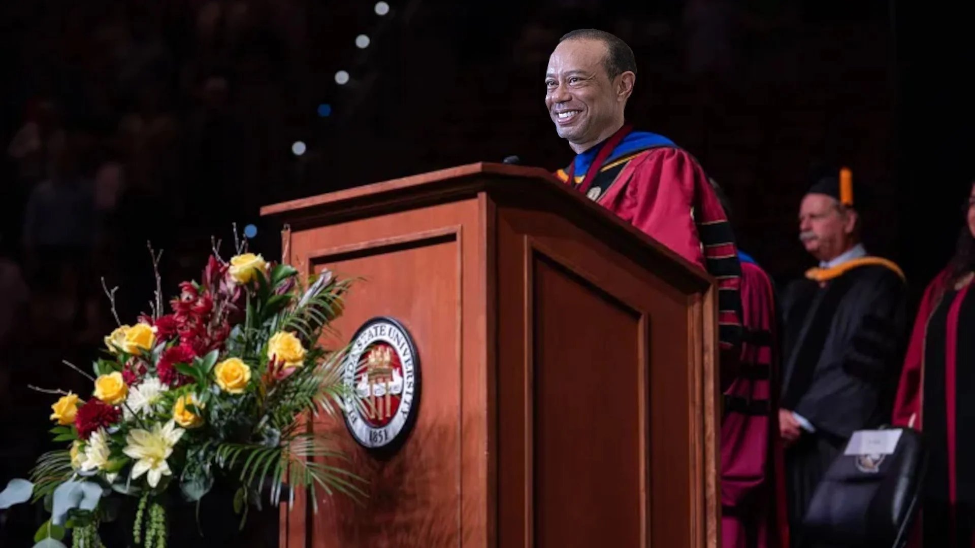 Tiger Woods at FSU commencement.