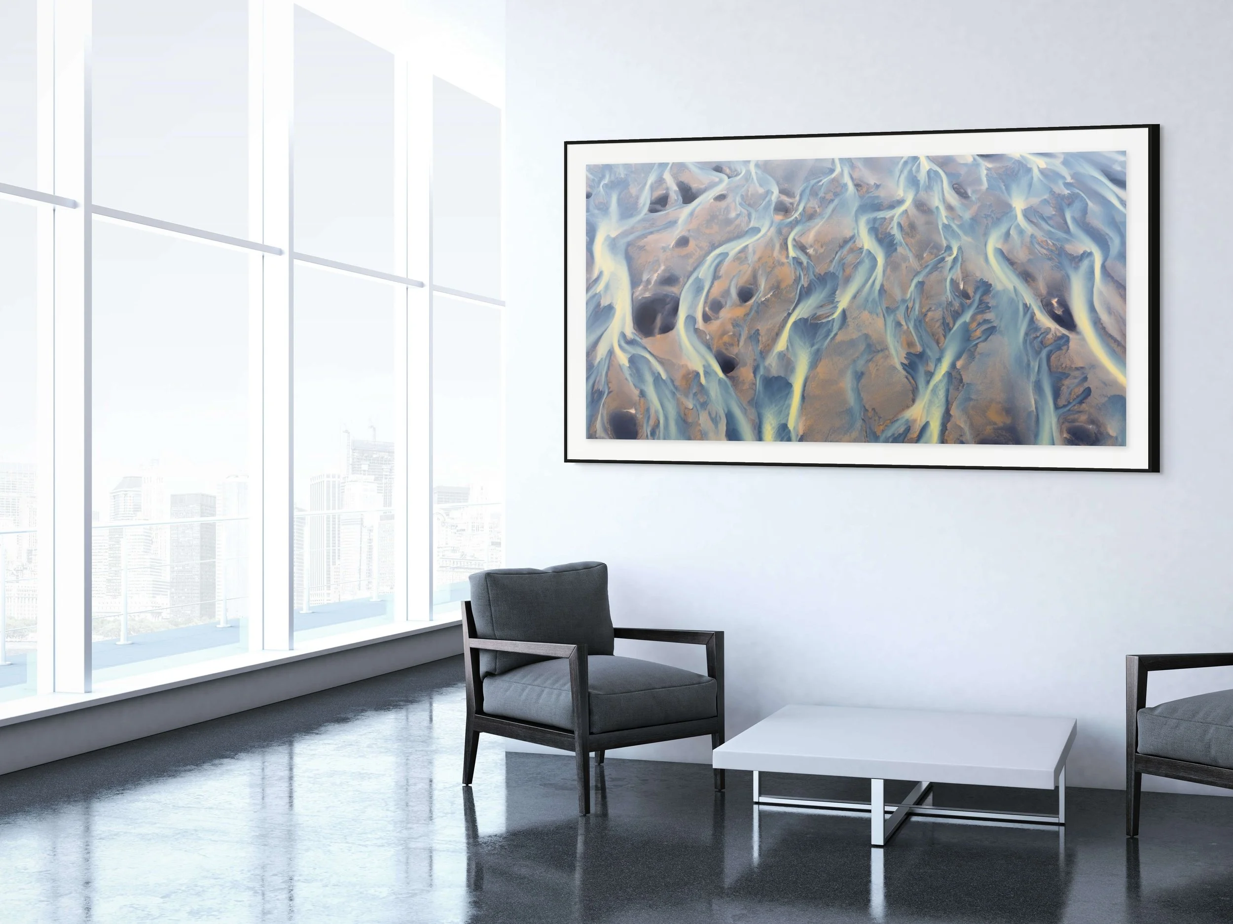  Shown: 30×60” Hahnemühle Fine Art Bartya Photo Rag print with matte &amp; frame. 