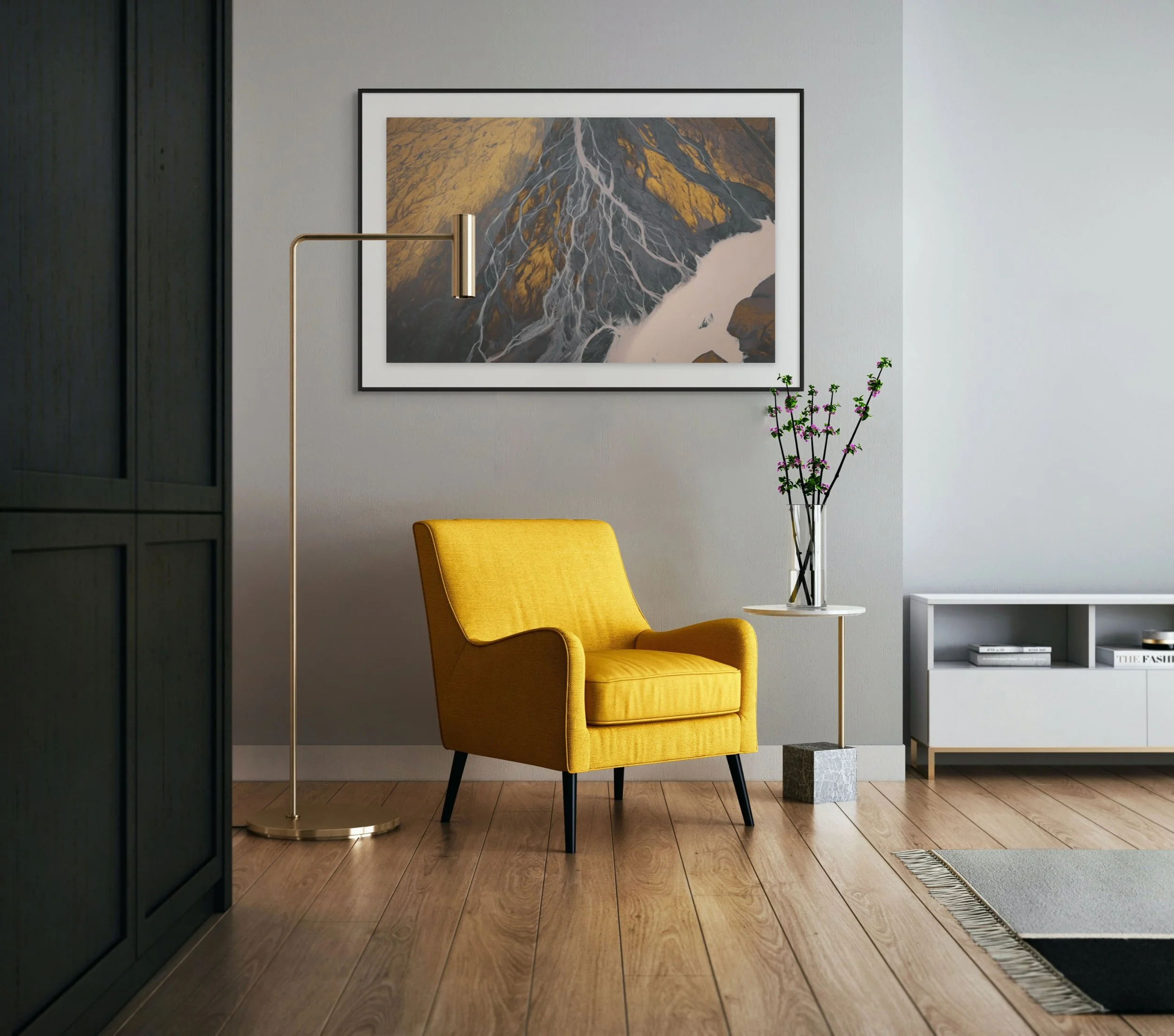  Shown: 32×48” Hahnemühle Fine Art Bartya Photo Rag with matte &amp; frame. 