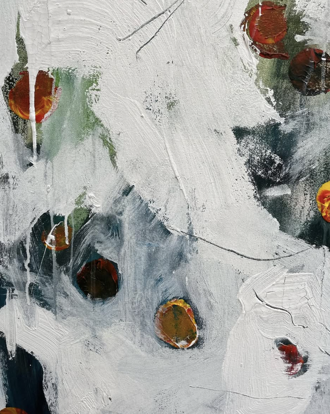 Davis Orange Trees 3 (detail)
Oil, gesso, graphite, house paint on canvas
66” x 68”